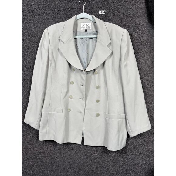 Le Suit Jackets & Blazers - Le Suit Blazer Womens 16 Gray Double Breasted Office Career Jacket Polyester